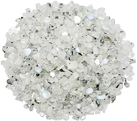 rockcloud 1 lb Moon Stone Tumbled Chips Crushed Stone Healing Reiki Crystal Jewelry Making Home Decoration