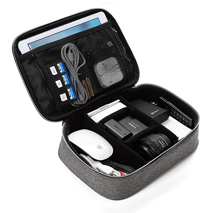 BAGSMART Electronics Travel Organiser Case Bag for Adaptors, Cable Sleeves, Chargers, Hard Drives, iPad air, iPad mini, Kindle,Camera Lens