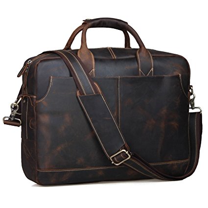 S-ZONE Genuine Leather Professional Look Briefcase Bag for 17 inch Laptop