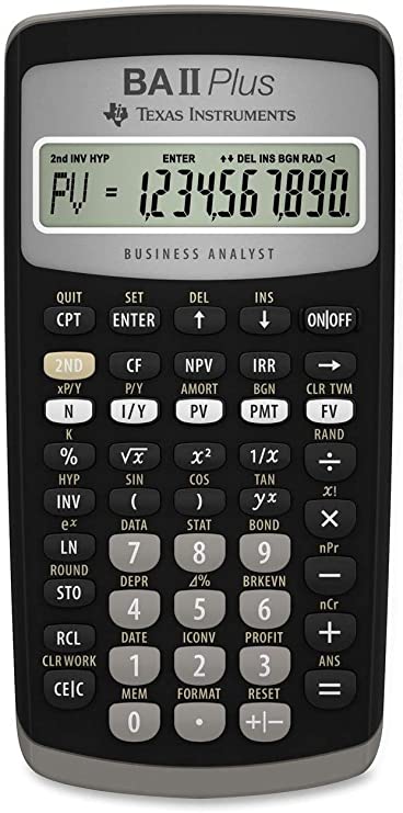 Texas Instruments BAIIPLUS Financial Calculator, 10-Digit LCD-TEXBAIIPLUS