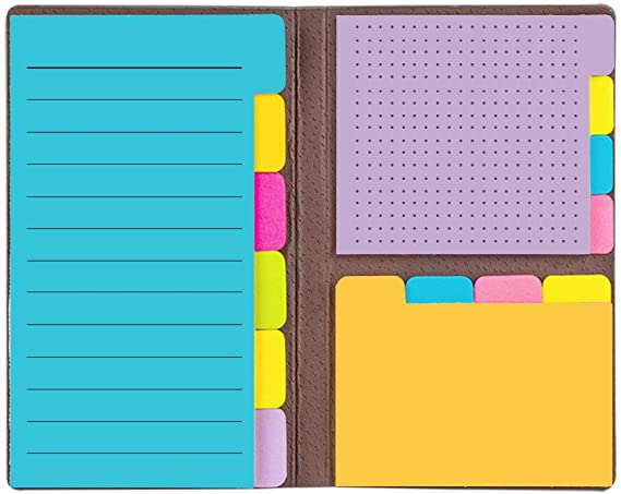 Colored Divider Sticky Notes Bundle Set Self-Stick Note by LE PAPILLION- Sticky Note Pads Bookmark with Color Coding - 60 Ruled Lined Notes (3.8x5.9), 48 Dotted Notes (3x3.8), 48 Blank Notes (2.6x3.8)