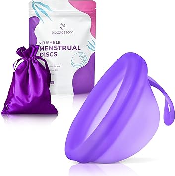 Ecoblossom Reusable Menstrual Disc - menstrual cup - Soft Period Disc for women Designed with Flexible, Medical-Grade Silicone Period Cup (Violet)
