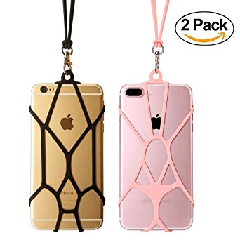 Cell Phone Holder Lanyard TOOVREN Silicone Lanyard Smart Phone Case Cover with Detachable Necklace Wrist Strap for iPhone X 6 6s 7 Plus 8 8 Plus Samsung Galaxy S8 Plus S6 S7 S8 Note 5 (2 PCS)