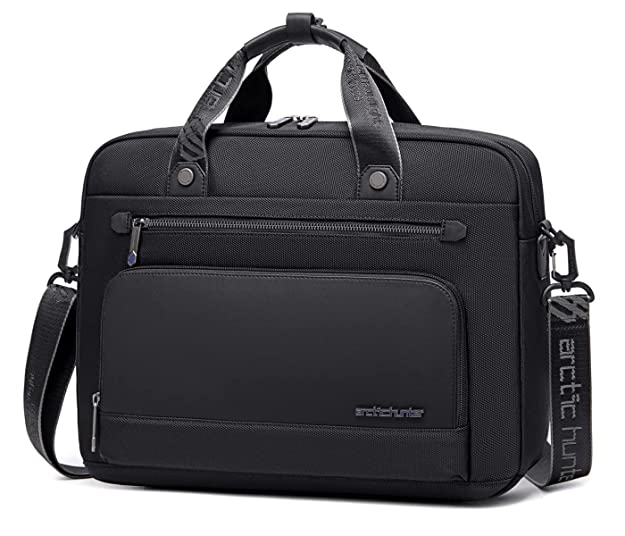 Arctic Hunter Laptop Bag, Laptop Messenger Bag with 15.6-inch Laptop Pocket Removeable Shoulder Strap Anti-theft Business Laptop Briefcase with Hidden Pocket 4 Zipper Pocket Water-resistant Laptop Sling Bag for Men and Women, Black