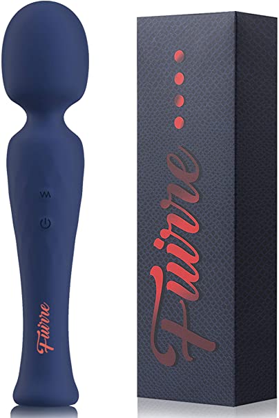 Fuirre Upgraded Silicone Personal Wand Massager-Wireless Handheld Portable Massager with 10 Powerful Vibration Mode-USB Rechargeable for Men and Women Massage Shoulder, Neck and Back (Dark Blue)
