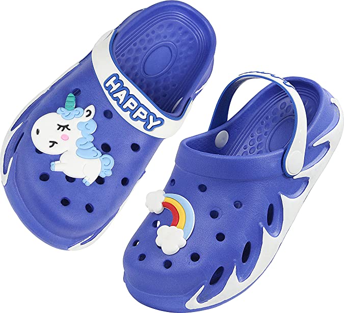 Kids Garden Clogs Outdoor Beach Water Shoes Cute Sandals with Cartoon Charms for Boys Girls Toddler