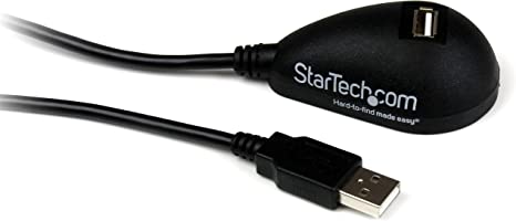 StarTech.com USB 2.0 Verlängerung 1,5m mit Dockingstation, USB-A Verlängerungskabel Stecker auf Buchse mit Standfuss inSchwarz