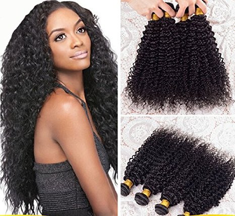 Romantic Angels® 18'' Afro Kinky Curly Human Hair Extensions 1 Bundle Hair Weft for Black Women