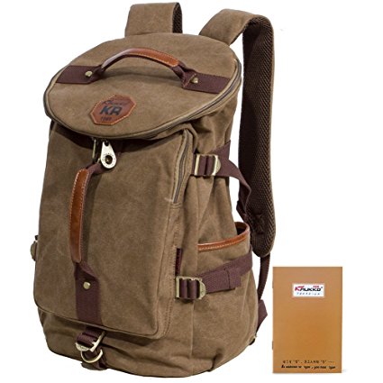 KAUKKO Multi-Function Vintage Canvas Rucksack Backpack Hiking Travel Military Backpacks Messenger Bag