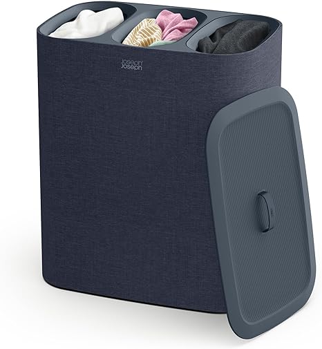 Joseph Joseph Tota Trio 90-liter Laundry Hamper Separation Basket with Lid and Removable Bags - Black