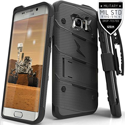 Samsung Galaxy S6 Edge Plus Case, Zizo [Bolt Series] w/ FREE [S6 Edge Plus Holster Belt Clip] [Military Grade Drop Tested] Kickstand - S6 Edge Plus