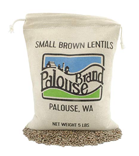 Non-GMO Project Verified Pardina Lentils (Small Brown Lentils) | 100% Non-Irradiated | Certified Kosher Parve | USA Grown | Field Traced | Drawstring Linen Bag [Plastic Free Packaging]