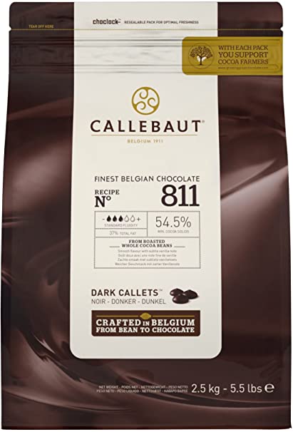 Callebaut No 811 Finest Belgian Dark Chocolate Callets Couverture 54.5% - 2.5Kg