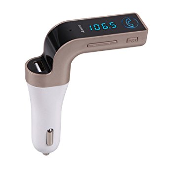 WESTLINK Car Kit Wireless FM Transmitter Bluetooth MP3 Music Player Hands-free Calling USB Charger(Gold)