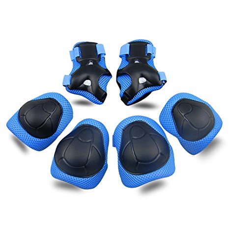 SKL Kids Protective Gear Knee Pads for Kids Knee and Elbow Pads with Wrist Guards 3 In 1 for Skating Cycling Bike Rollerblading Scooter (Green, [Upgraded Vistion 3.0])