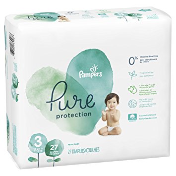 Pampers Pure Protection Disposable Baby Diapers, Size 3, 27 Count