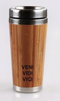 bamboo tumbler flask VENI VIDI VICI tea coffee milk on the go eco friendly gift winter warm