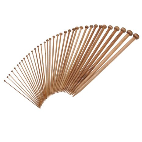 36pcs 18 Size Carbonize Bamboo Single Pointed Knitting Needles Set