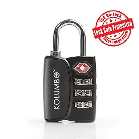 TSA Lock - The Most Trusted TSA Approved Lock For Travel Safety and Security - Lock Alert Heavy Duty Assorted Colors - Lock SafeTM Protection To Ensure TSA Relock After Inspection - Lifetime Guarantee