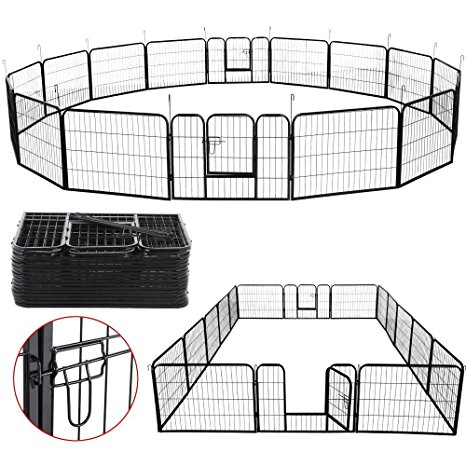 Yaheetech Metal Pet Dog Puppy Cat Exercise Fence Barrier Playpen Kennel(16 Panels/8 Panels)