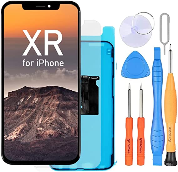 Ayake for iPhone XR Screen Replacement, Full Assembly Retina LCD Touch Display Digitizer with Repair Tools for A1984, A2105, A2106, A2108 True Tone Programmable Black