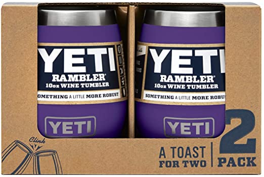 YETI Rambler 10 oz Wine Tumbler, Vacuum Insulated, Stainless Steel, 2 Pack, Peak Purple