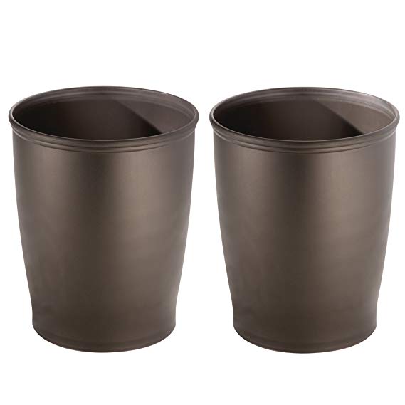 InterDesign Kent Wastebasket Trash Can for Bathroom, Bedroom or Office – Pack of 2, Bronze