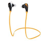 Ecandy Wireless Bluetooth Headphones Noise Cancelling Headphones wMicrophoneSportsRunningGymExerciseSweatproof Wireless Bluetooth Earbuds Headset Earphones for iPhone 6 6 Plus 5 5c 5s 4Android Phone and other Enabled Bluetooth DevicesOrange
