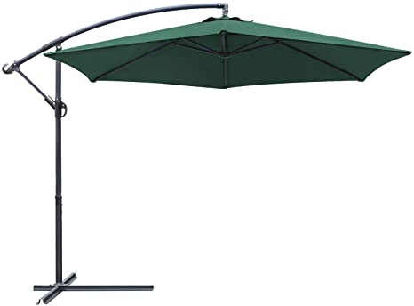 Greesum VCADDBU3DG 10Ft Outdoor Market Cantilever Umbrellas,Adjustable Hanging Patio Off, Green