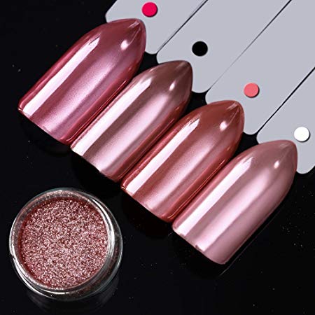 PrettyDiva Rose Gold Chrome Nail Powder Mirror Effect Glitter Nail Powder Manicure Pigments (Rose Gold)