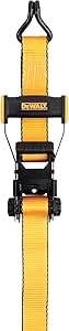 DEWALT DXBC10000J Black/Yellow 2" x 27' Ratchet Tie Down Strap with Double J-Hook - Heavy-Duty Cargo Hauling (10,000 lb Break Strength)