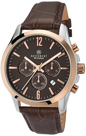 Accurist Men's Quartz Watch with Chronograph Display and Leather Strap
