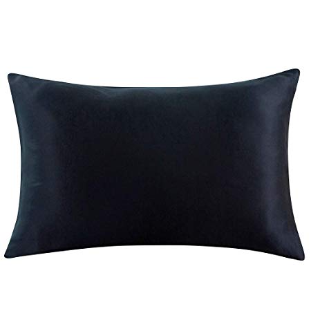 ZIMASILK 100% Mulberry Silk Pillowcase for Hair and Skin,Both Side 19 Momme Silk, 1pc (Queen 20''x30'', Black)