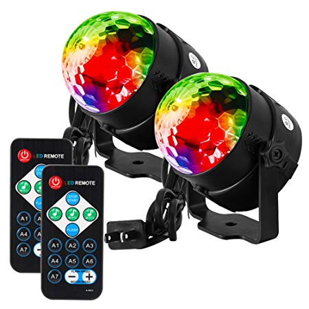 Party Lights Disco Ball Strobe Light Disco Lights, 7 Colors Sound Activated with Remote Control Dj Lights Stage Light for Festival Bar Club Wedding Show Home-2 Pack（British standard three plug）