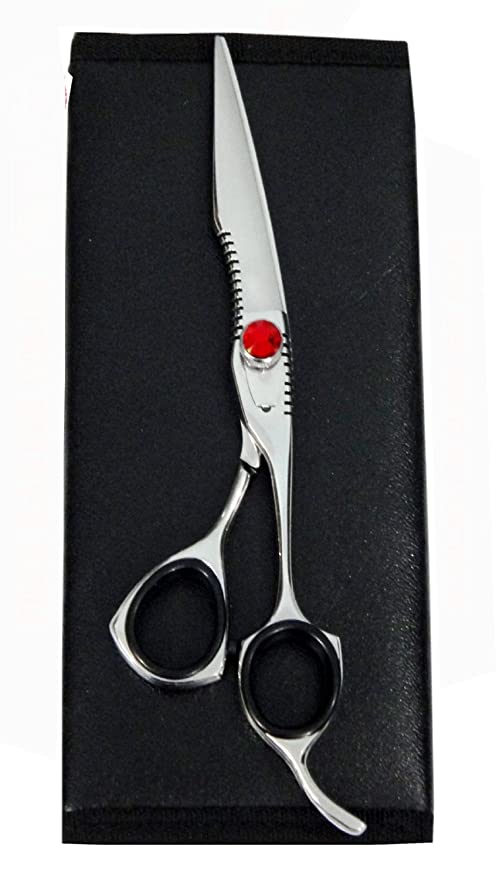 ZZZRT ZD-5567 6" New Polish J2 Japanese Steel Professional Razor Edge Titanium Hairdressing Scissor Shear With Red Diamonds Screw   FREE Scissor Pouch & Free Scissor Pouch