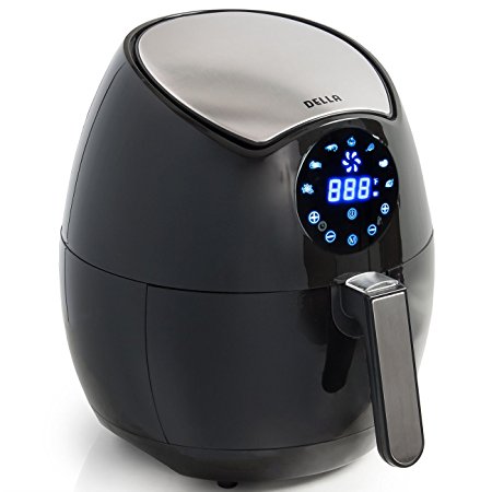 Della Electric Air Fryer with Touch Screen Technology, Button Guard & Detachable Basket - 1500W, 3.2 QT, Black