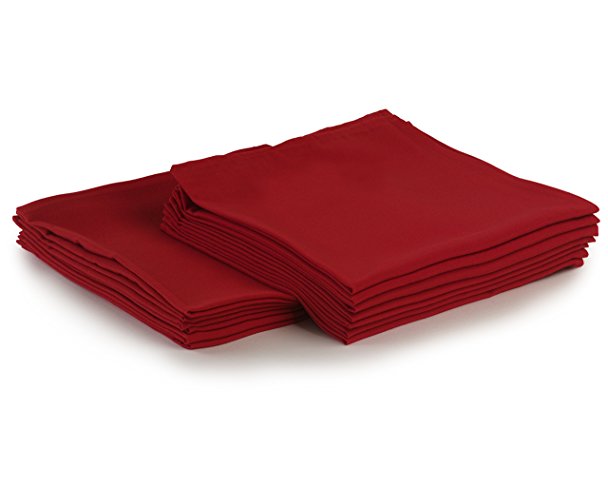 YOURTABLECLOTH Cloth Dinner Napkins100% Spun Polyester with Hemmed Edges 20x 20"Set of 12 (Red)