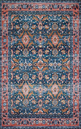 Loloi CIELCIE-07OCCO2340 Cielo X Justina Blakeney Collection Area Rug, 2'3" x 4'0, Ocean/Coral