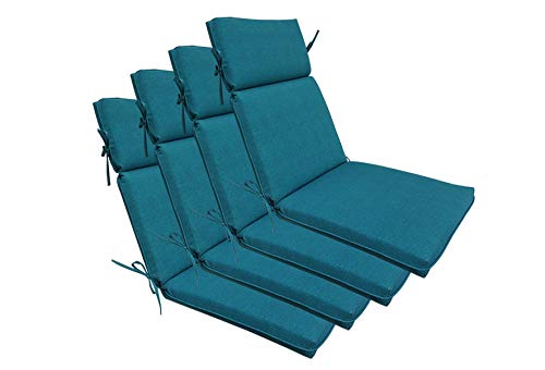Bossima Indoor/Outdoor Teal Blue High Back Chair Cushion, Set of 4,Spring/Summer Seasonal Replacement Cushions