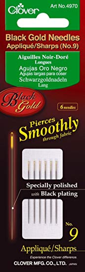 Clover Needles, Applique/Sharps No. 9, Black/Gold