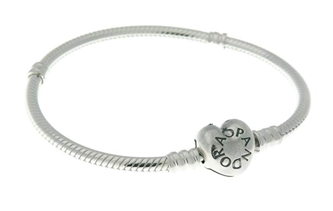 Pandora Women's Silver Bracelet with Heart Clasp 7.1" 590719-18