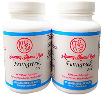 Mommy Knows Best Fenugreek Seed Breastfeeding Supplement - All Natural Remedy for Increased Milk Production During Pregnancy and Lactation - 90 Vegetarian Capsules