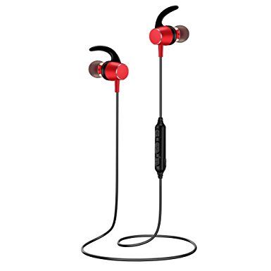 ZOYOL Bluetooth Headphones, Wireless Headphones, Wireless Bluetooth Earphones Stereo Sweatproof Magnetic Earbuds Secure Fit for Sports Gym Running Exercising with Built-in Mic Microphone - Red