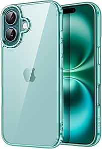 JETech Case for iPhone 16 6.1-Inch, Non-Yellowing Shockproof Phone Bumper Cover, Anti-Scratch Clear Back (Teal)