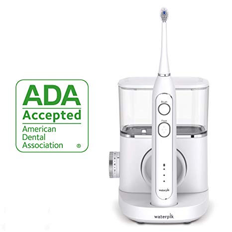 Waterpik Sonic-Fusion Professional Flossing Toothbrush, Electric Toothbrush & Water Flosser in One (SF-02), White