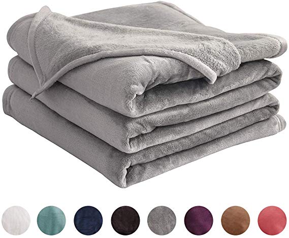 LIANLAM Queen Size Fleece Blanket Lightweight Super Soft and All Season Warm Fuzzy Plush Cozy Luxury Bed Blankets Microfiber (Grey, 90"x90")