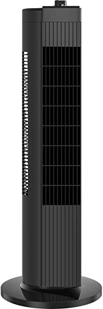 PELONIS FZ10-19MB Quiet Tower Fan, 3 Speeds，60° Oscillation for Home and Office, Black, 28-Inch, Compact