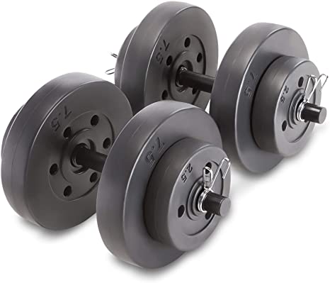 Marcy 40 Pound Vinyl Dumbbell Set with Adjustable Weights - Weight Set for Weightlifting and Body Building VB-40