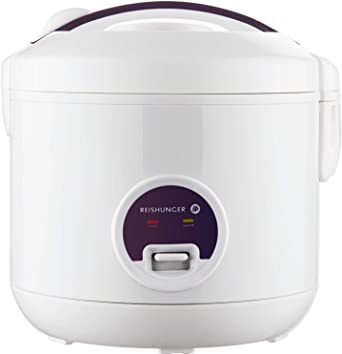 Reishunger Rice Cooker & Steamer with Warm-Keeping Function - Quick Cooking - Ceramic Coating incl. Steamer Insert - For 1-6 People