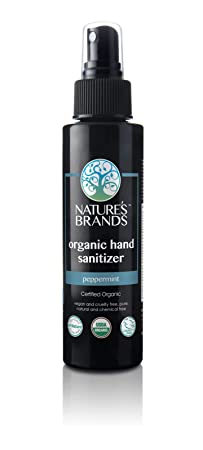 Organic Hand Sanitizer by Herbal Choice Mari (Peppermint, 4 Fl Oz Bottle) - No Toxic Chemicals